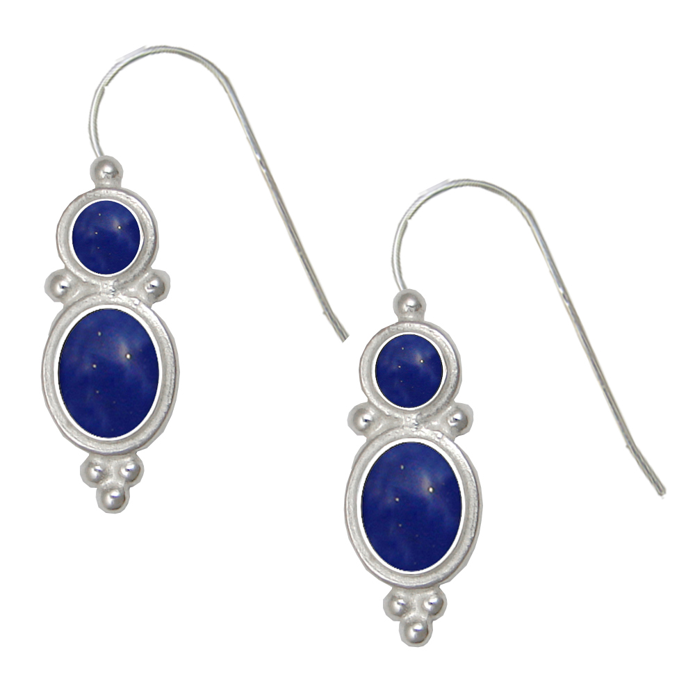 Sterling Silver Drop Dangle Earrings Lapis Lazuli